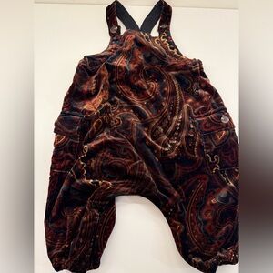 Banana Republic Paisley Print Velvet Overalls